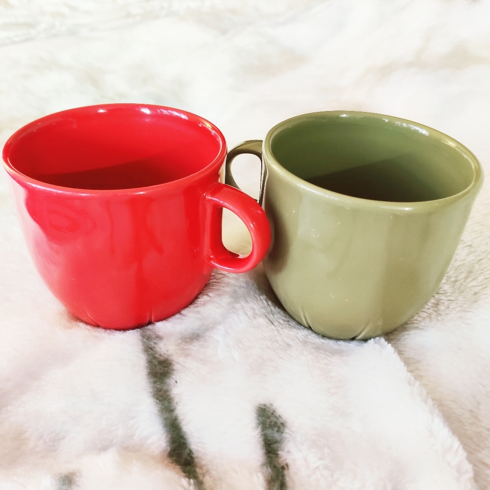 Bundle set of two IKEA mugs cups red & green